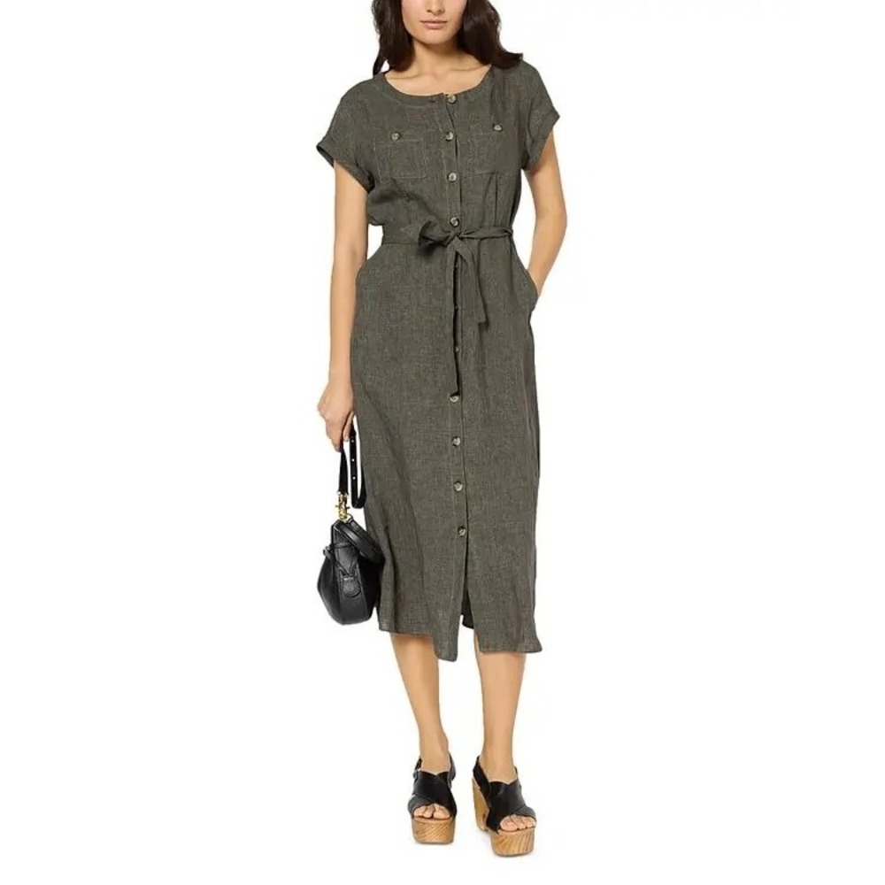 GERARD DAREL Pascale 100% Linen Shirt Dress Pockets- Size 38 (US Size 6)